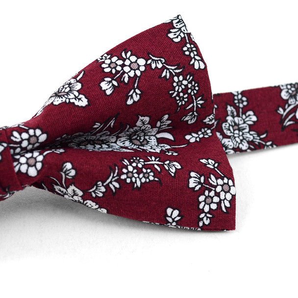 Floral Wedding Cotton Banded Bow Tie - NFCB17128 - Bundle Bus