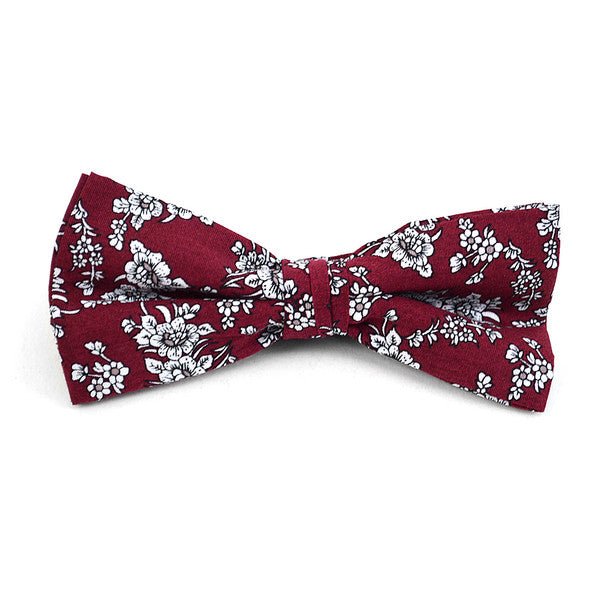 Floral Wedding Cotton Banded Bow Tie - NFCB17128 - Bundle Bus