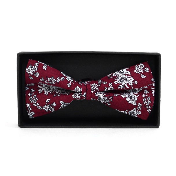 Floral Wedding Cotton Banded Bow Tie - NFCB17128 - Bundle Bus