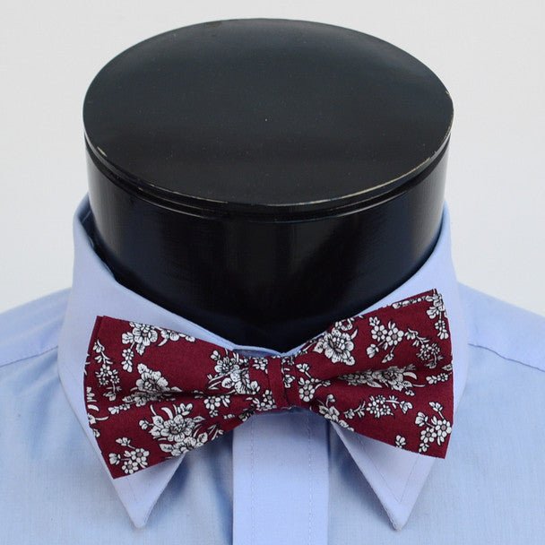 Floral Wedding Cotton Banded Bow Tie - NFCB17128 - Bundle Bus