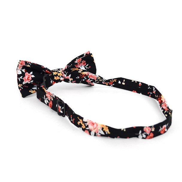 Floral Wedding Cotton Banded Bow Tie - NFCB17133 - Bundle Bus