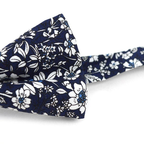 Floral Wedding Cotton Banded Bow Tie - NFCB17137 - Bundle Bus