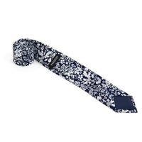 Floral Wedding Navy & White 2.5" Cotton Slim Tie - NVC17137 - Bundle Bus