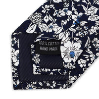 Floral Wedding Navy & White 2.5" Cotton Slim Tie - NVC17137 - Bundle Bus