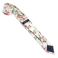 Floral Wedding Red & White 2.5" Cotton Slim Tie - NVC17131 - Bundle Bus