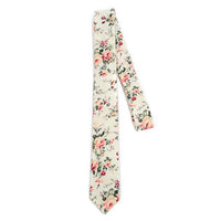 Floral Wedding Red & White 2.5" Cotton Slim Tie - NVC17131 - Bundle Bus