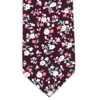 Floral Wedding Wine 2.5" Cotton Slim Tie - NVC17120 - Bundle Bus