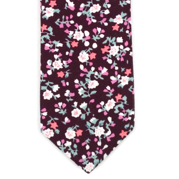 Floral Wedding Wine 2.5" Cotton Slim Tie - NVC17120 - Bundle Bus