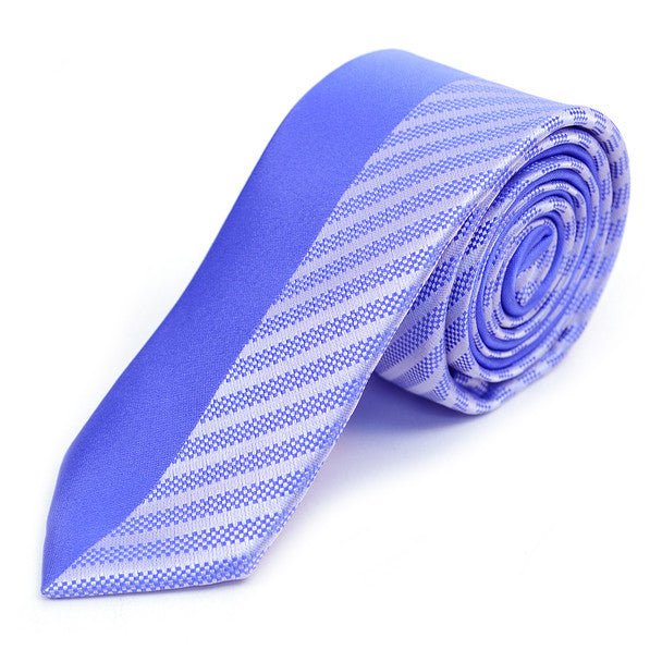 French Blue Microfiber Poly Woven 2.25" Slim Panel Tie - MPPW1602 - Bundle Bus