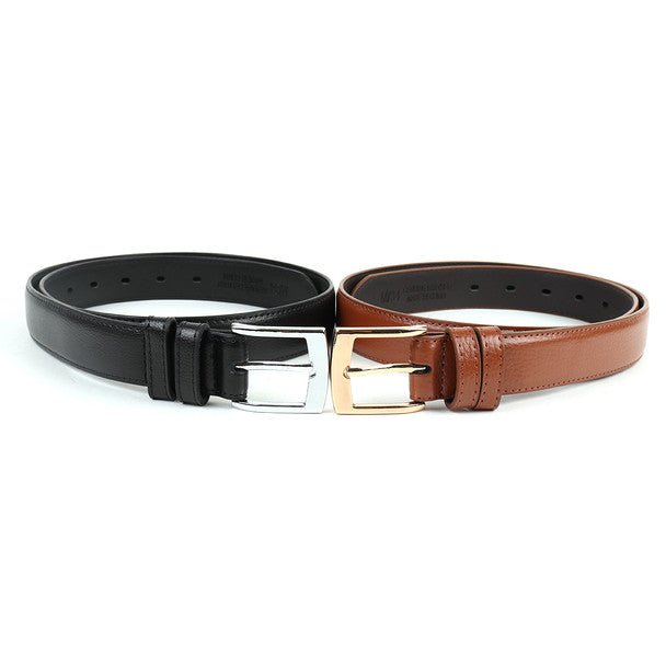 Genuine Leather Men's Dressy Belt Duo Pack Square Buckle - MGLD18061-DUO - Bundle Bus