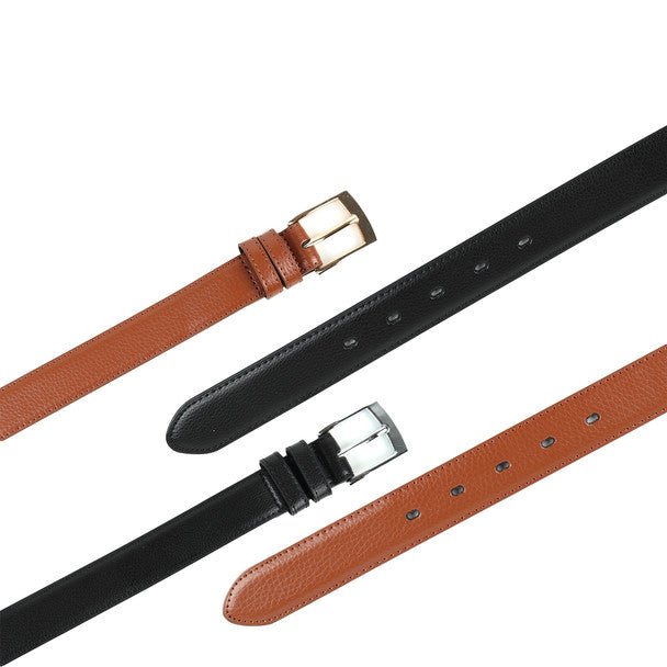 Genuine Leather Men's Dressy Belt Duo Pack Square Buckle - MGLD18061-DUO - Bundle Bus