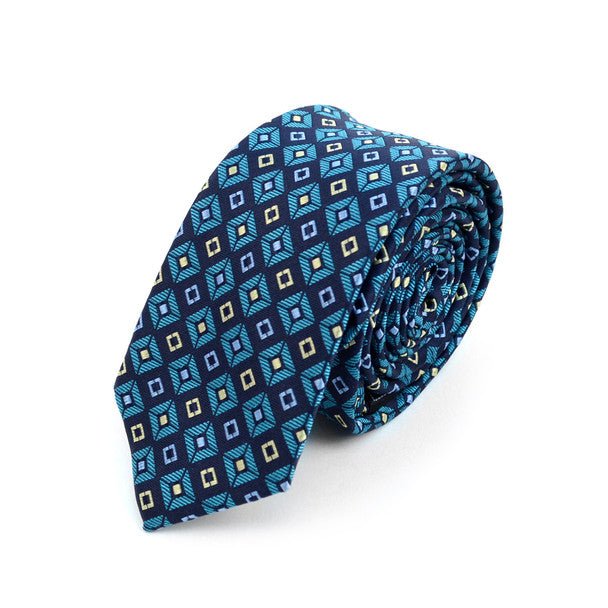 Geometric Microfiber Poly Woven 2.25" Slim Tie - MPWS5913 - Bundle Bus