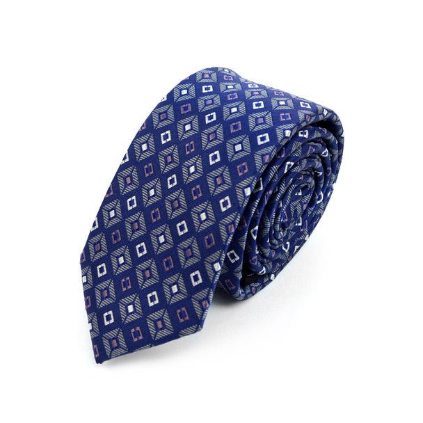 Geometric Microfiber Poly Woven 2.25" Slim Tie - MPWS5913 - Bundle Bus