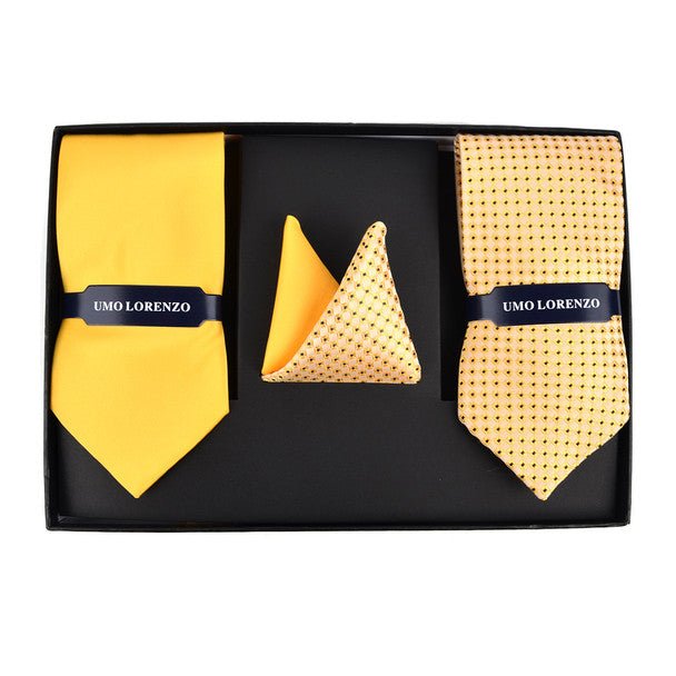 Geometric & Solid Tie with Matching Hanky Box Set - THX12-YW-3 - Bundle Bus