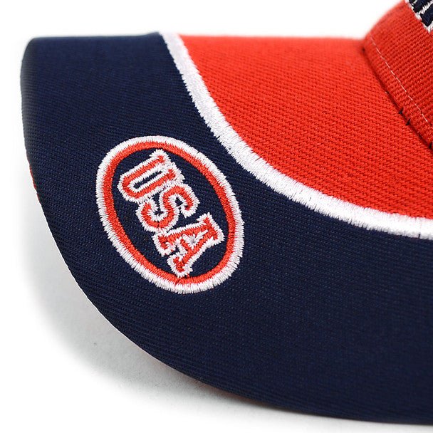 "God Bless America" Red & Navy 3D Embroidered Baseball Cap, Hat EBC10298 - Bundle Bus