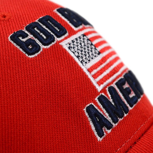 "God Bless America" Red & Navy 3D Embroidered Baseball Cap, Hat EBC10298 - Bundle Bus