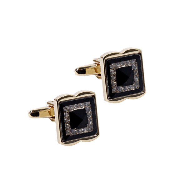 Gold and Black Crystal Square Cufflinks-CL1845 - Bundle Bus