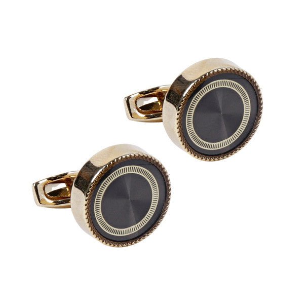 Gold and Gray Round Cufflinks- CL1810 - Bundle Bus