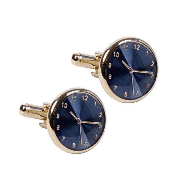 Gold and Navy Clock Cufflinks-CL1809 - Bundle Bus