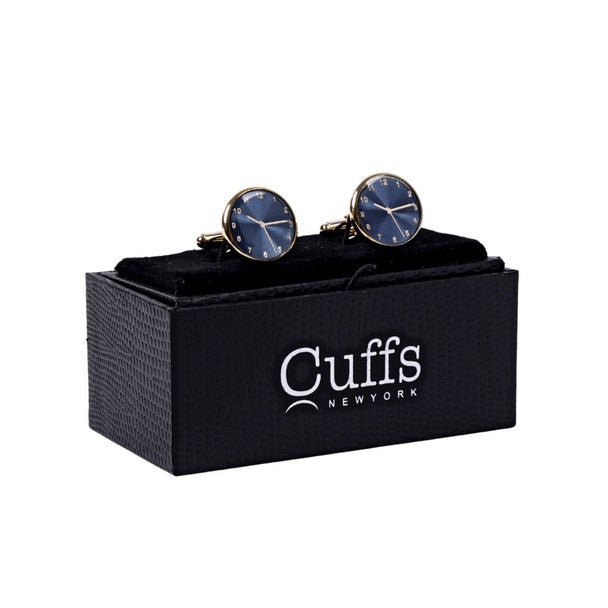 Gold and Navy Clock Cufflinks-CL1809 - Bundle Bus