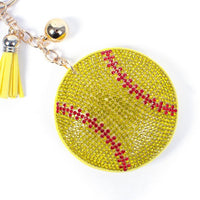 Gold Bling Crystal Baseball Sport Tassel Keychain -31250JO-G - Bundle Bus