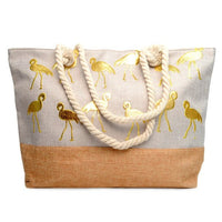 Gold Metallic Flamingo Ladies Tote Bag - LTBG1201 - Bundle Bus