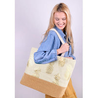 Gold Metallic Pineapple Ladies Tote Bag - LTBG1200 - Bundle Bus