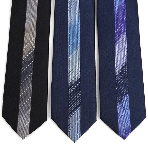 Gradient Striped Microfiber Poly Woven 2.25" Slim Panel Tie MPPW1619 - Bundle Bus