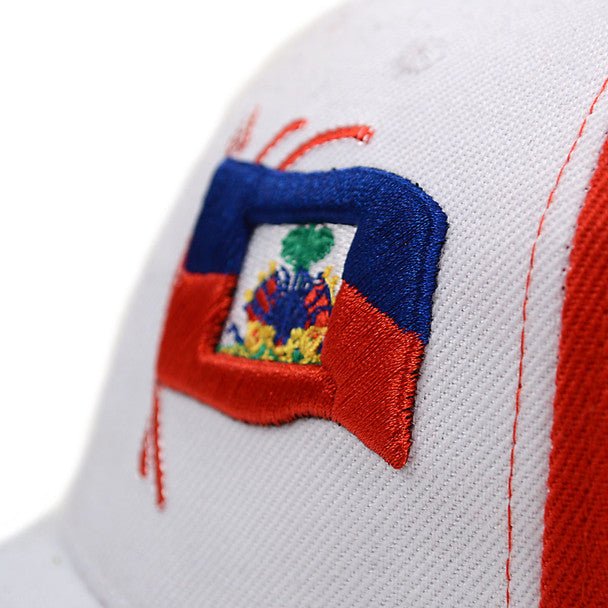 Haiti Flag Red & White 3D Embroidered Baseball Cap, Hat EBC10303 - Bundle Bus