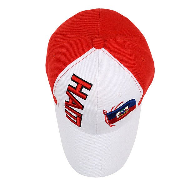 Haiti Flag Red & White 3D Embroidered Baseball Cap, Hat EBC10303 - Bundle Bus