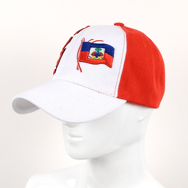 Haiti Flag Red & White 3D Embroidered Baseball Cap, Hat EBC10303 - Bundle Bus