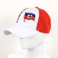 Haiti Flag Red & White 3D Embroidered Baseball Cap, Hat EBC10303 - Bundle Bus