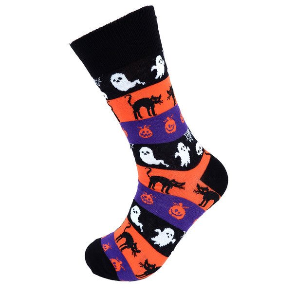 Halloween Ghosts and Pumpkin Novelty Socks- NVS19612-BK - Bundle Bus