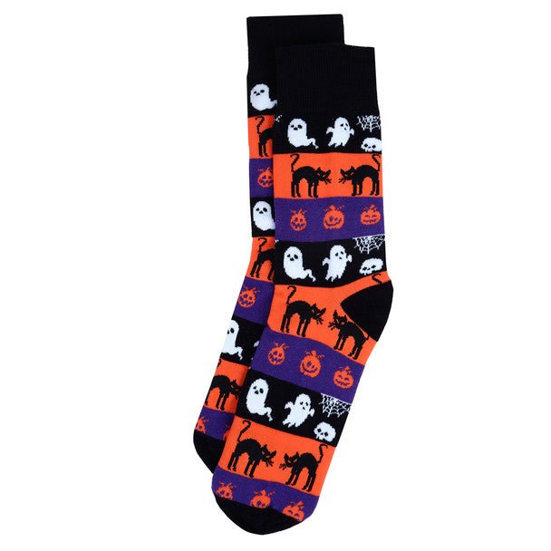 Halloween Ghosts and Pumpkin Novelty Socks- NVS19612-BK - Bundle Bus