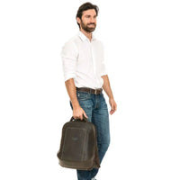 Hunter Leather Distressed Leather Backpack #AB 1749 - Bundle Bus