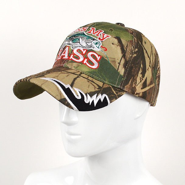 "Kiss My Bass" Camo 3D Embroidered Baseball Cap, Hat EBC10296 - Bundle Bus