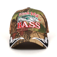 "Kiss My Bass" Camo 3D Embroidered Baseball Cap, Hat EBC10296 - Bundle Bus