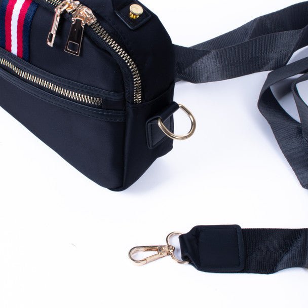 Ladies Tri-Color Sport Crossbody Bag - LCBG1307-BK - Bundle Bus