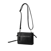 Ladies Vegan Leather Quilt Crossbody Bag-LCBG1408-BK - Bundle Bus