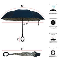 Leopard Pattern Reverse Open Inverted Umbrella- UM5024 - Bundle Bus