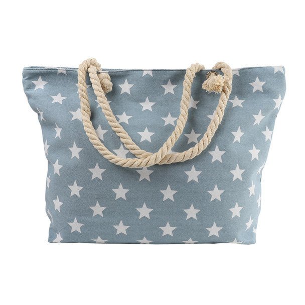 Light Blue Stars Ladies Tote Bag -LTBG1228-LTBL - Bundle Bus