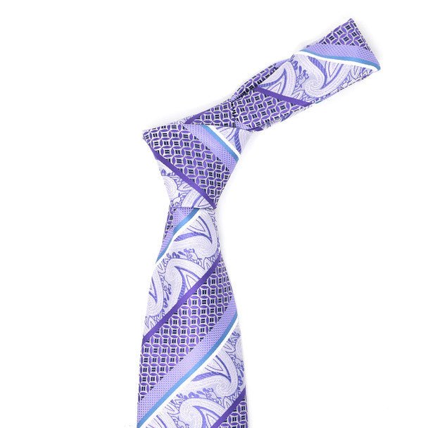 Men Diagonal Paisley Micro Fiber Poly Woven Tie -MPW5954 - Bundle Bus