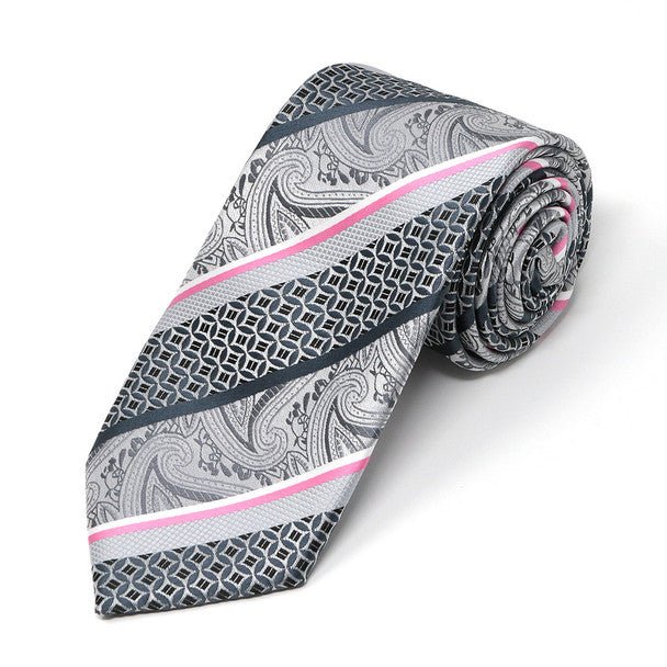 Men Diagonal Paisley Micro Fiber Poly Woven Tie -MPW5954 - Bundle Bus