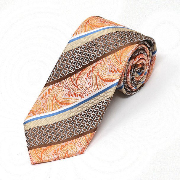 Men Diagonal Paisley Micro Fiber Poly Woven Tie -MPW5954 - Bundle Bus