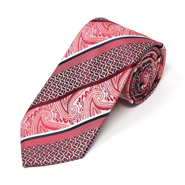 Men Diagonal Paisley Micro Fiber Poly Woven Tie -MPW5954 - Bundle Bus