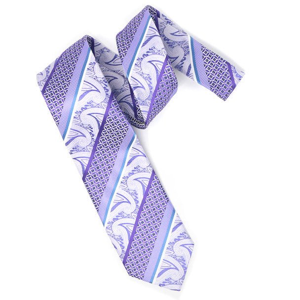 Men Diagonal Paisley Micro Fiber Poly Woven Tie -MPW5954 - Bundle Bus