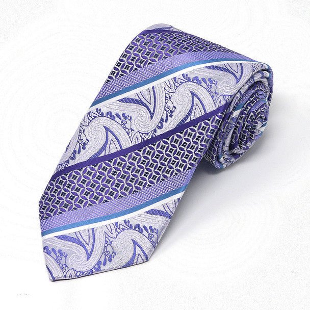 Men Diagonal Paisley Micro Fiber Poly Woven Tie -MPW5954 - Bundle Bus