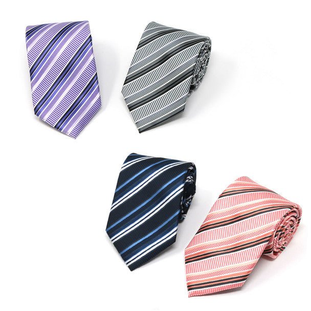 Men Diagonal Stripe Micro Fiber Poly Woven Tie-MPW5953 - Bundle Bus