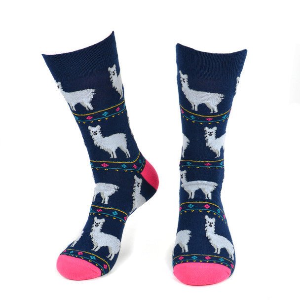 Men's Alpaca Fun Novelty Socks - NVS19407 - Bundle Bus