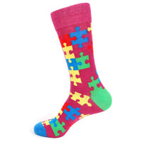 Men's Autism Awareness Novelty Socks - NVS19531-PUR - Bundle Bus